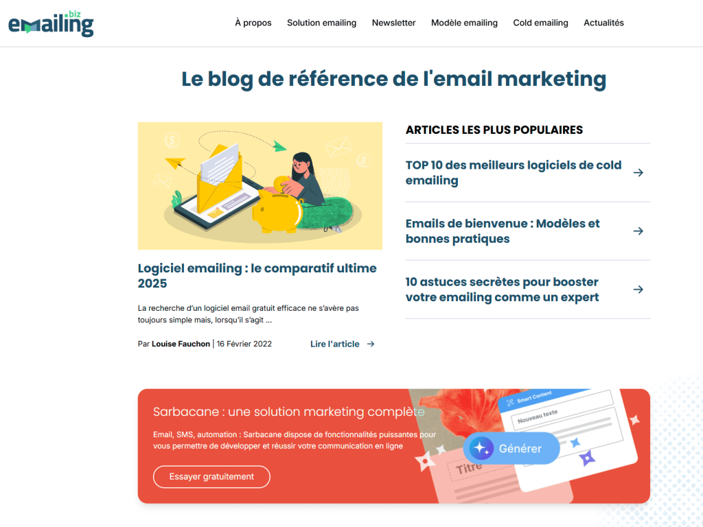 capture d'écran cas client emailing biz