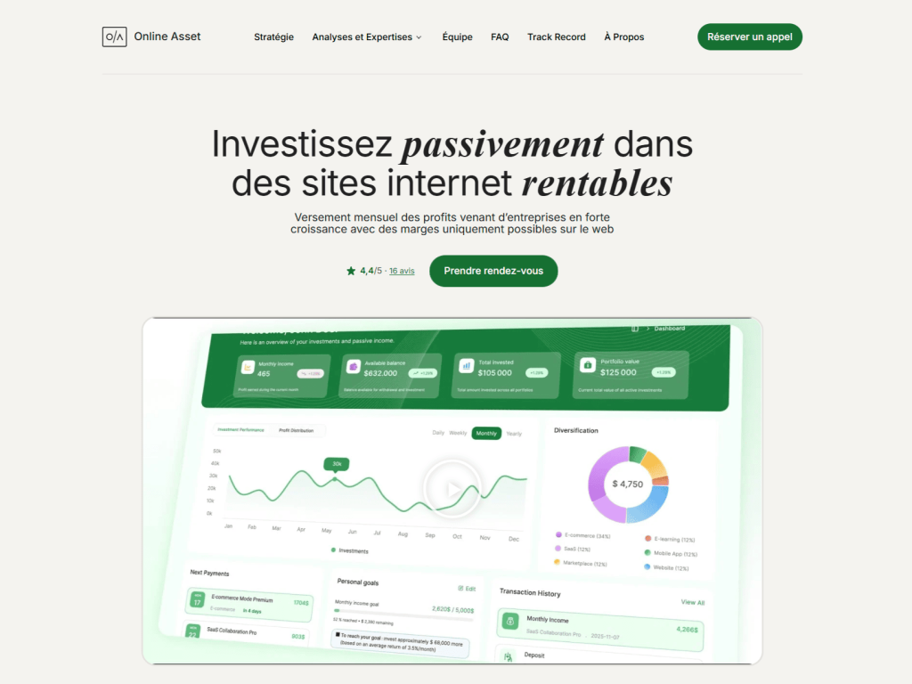 capture d'écran cas client online asset